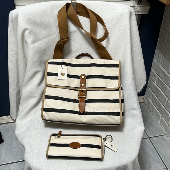 Fossil Bags Nwt Fossil Keyper Plap Navy Stipe Bag And Matching Nwt